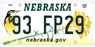 NE license plate 93FP29