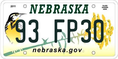 NE license plate 93FP30