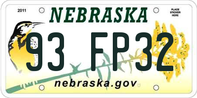 NE license plate 93FP32