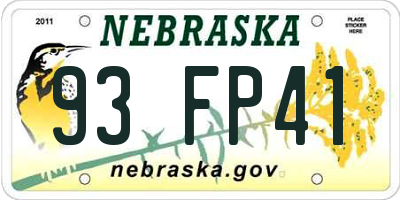 NE license plate 93FP41