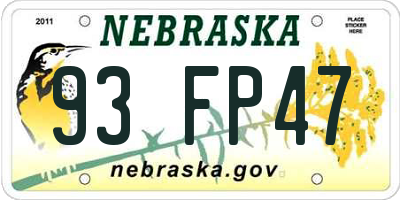 NE license plate 93FP47