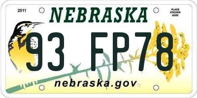 NE license plate 93FP78