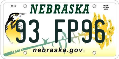 NE license plate 93FP96