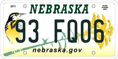 NE license plate 93FQ06