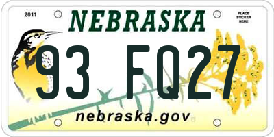 NE license plate 93FQ27