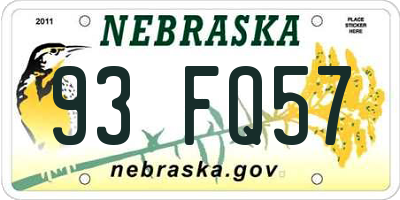 NE license plate 93FQ57