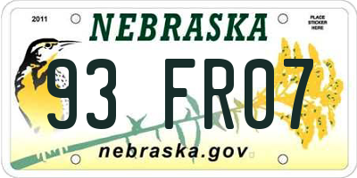 NE license plate 93FR07