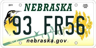 NE license plate 93FR56