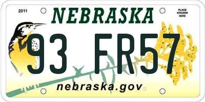 NE license plate 93FR57