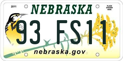 NE license plate 93FS11
