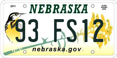 NE license plate 93FS12