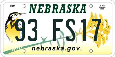 NE license plate 93FS17