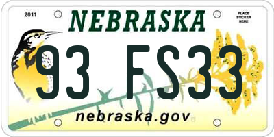 NE license plate 93FS33