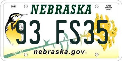 NE license plate 93FS35