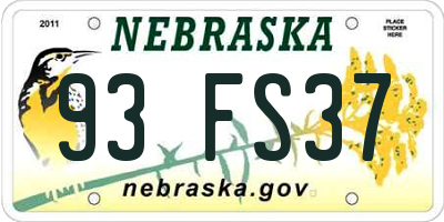 NE license plate 93FS37