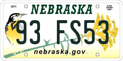 NE license plate 93FS53