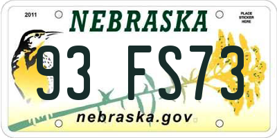 NE license plate 93FS73