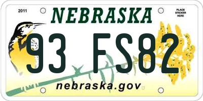 NE license plate 93FS82