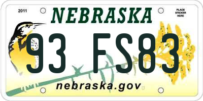 NE license plate 93FS83