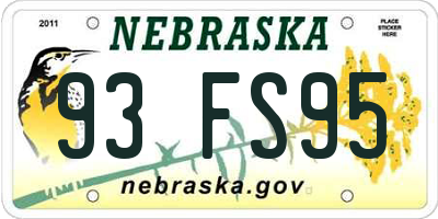 NE license plate 93FS95
