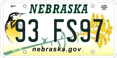 NE license plate 93FS97