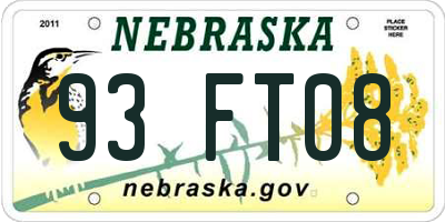 NE license plate 93FT08