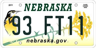 NE license plate 93FT11