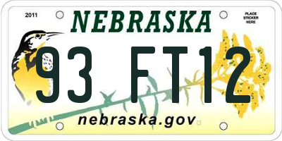 NE license plate 93FT12