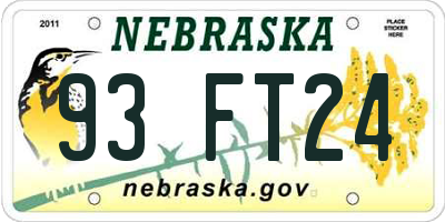 NE license plate 93FT24