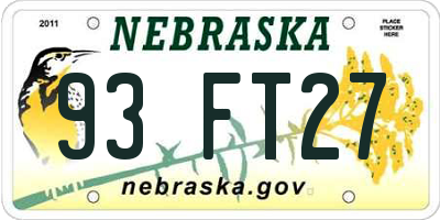 NE license plate 93FT27