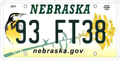 NE license plate 93FT38