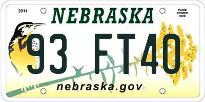 NE license plate 93FT40