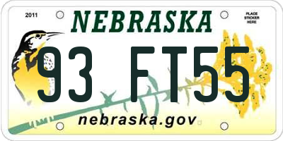 NE license plate 93FT55