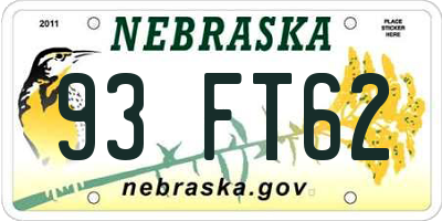 NE license plate 93FT62