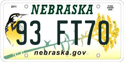 NE license plate 93FT70