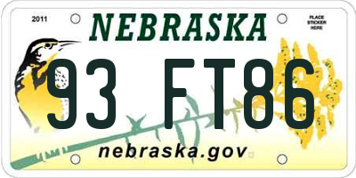 NE license plate 93FT86