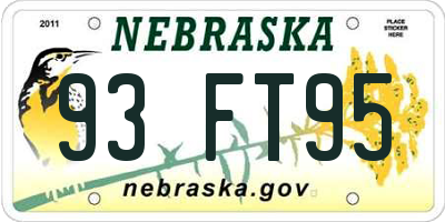 NE license plate 93FT95
