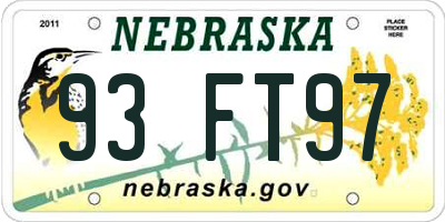 NE license plate 93FT97