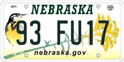 NE license plate 93FU17