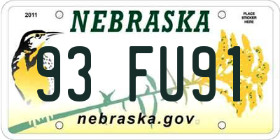 NE license plate 93FU91