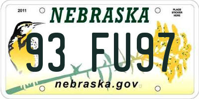 NE license plate 93FU97