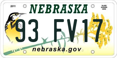 NE license plate 93FV17