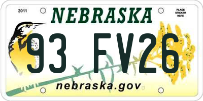 NE license plate 93FV26