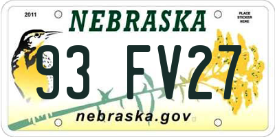 NE license plate 93FV27