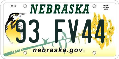 NE license plate 93FV44