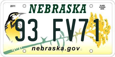 NE license plate 93FV71