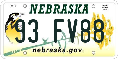 NE license plate 93FV88