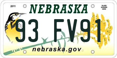 NE license plate 93FV91