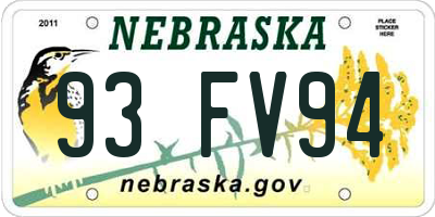 NE license plate 93FV94