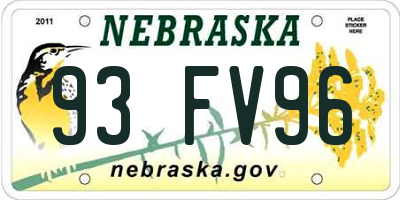 NE license plate 93FV96
